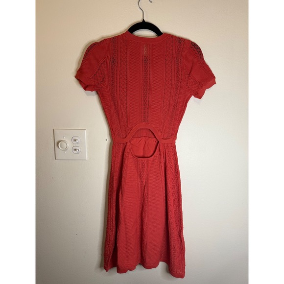 The Kooples Red Knit Lace Midi Dress Romantic Net Stitches Size 1 (Small) NWT - Picture 3 of 3
